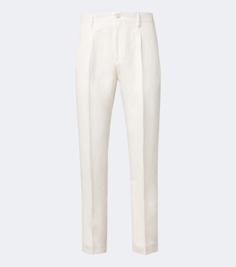 Pantalones slim de lino y seda | Canali