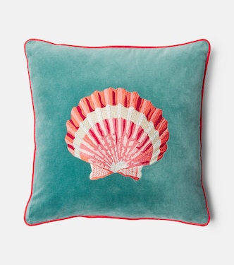 Embroidered cotton velvet cushion | Les-Ottomans