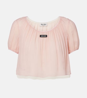 Silk chiffon crop top | Miu Miu
