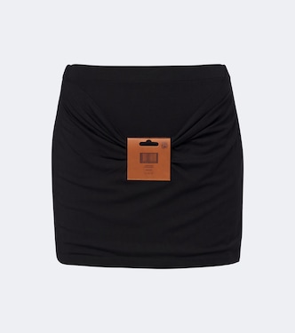 Leather-trimmed jersey miniskirt | Jean Paul Gaultier