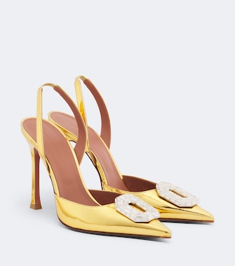 Camelia mirrored leather slingback pumps | Amina Muaddi
