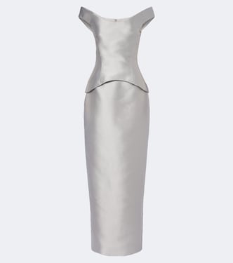 Off-Shoulder Robe Pieta aus Satin | Solace London