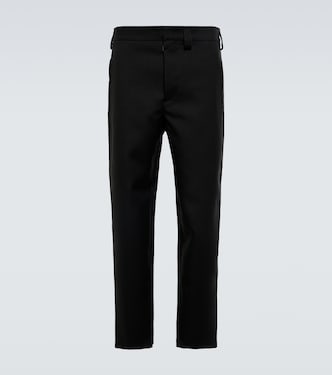 Slim-fit leather-trim wool pants | Jil Sander