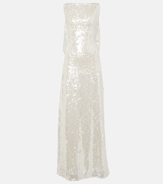 Bridal Leoni sequined sheer gown | Emilia Wickstead