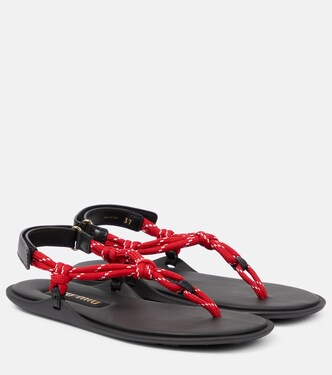 Riviere leather-trimmed thong sandals | Miu Miu
