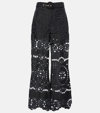 Pop embroidered linen wide-leg pants | Zimmermann