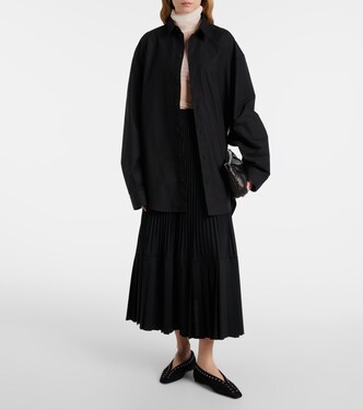 JUNYA WATANABE Wool Long Skirt リボン スカート Plissé wool-blend maxi skirt in black - Junya Watanabe | Mytheresa