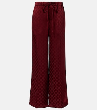 Pantaloni a gamba larga in raso GG | Gucci