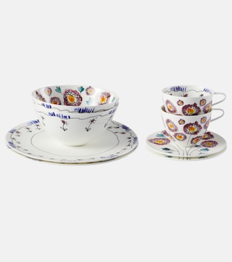 Midnight Flowers Anemone Milk porcelain breakfast set by Marni | Serax