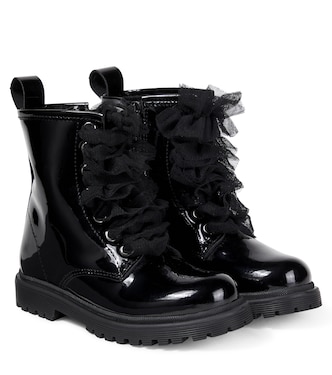 Shearling-lined patent leather boots  | Monnalisa