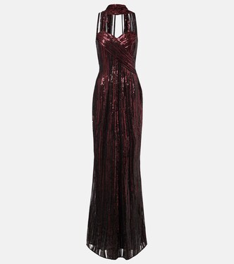Scarf-detail sequined gown | Elie Saab