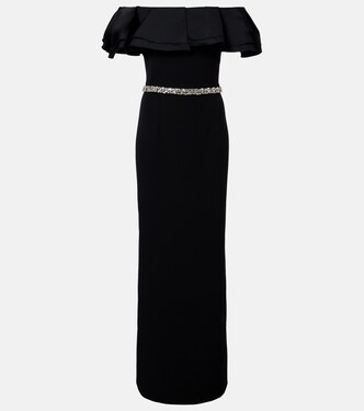 Ryan crystal-embellished ruffled crêpe gown | Safiyaa