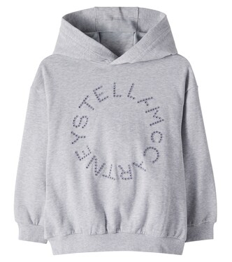Logo embroidered cotton hoodie | Stella McCartney Kids