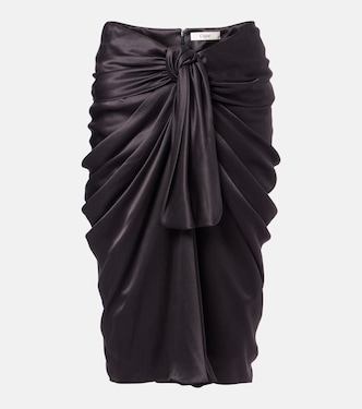 Gathered silk satin midi skirt | Chloé