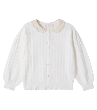 Adelia pointelle cotton cardigan | C'era Una Volta