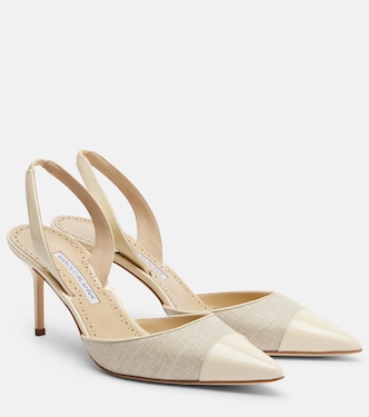 Capsli leather-trimmed slingback pumps | Manolo Blahnik