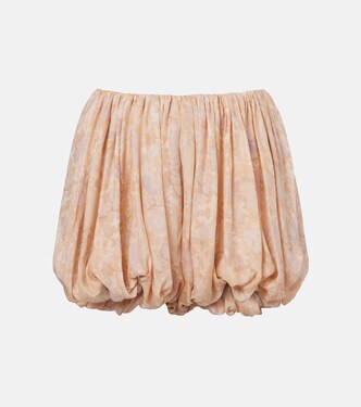 Floral pleated silk charmeuse shorts | Chloé