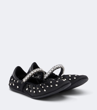 Jade embellished satin ballet flats | Jimmy Choo