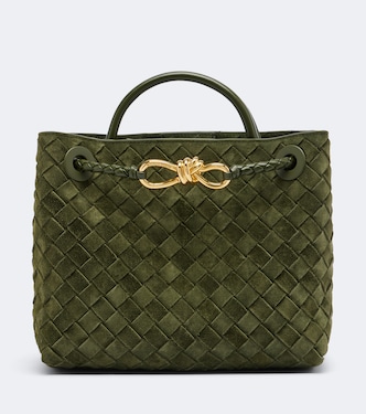 Andiamo Intrecciato Small suede top-handle bag | Bottega Veneta