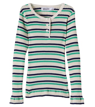 Ruby striped ribbed-knit cotton T-shirt | Molo