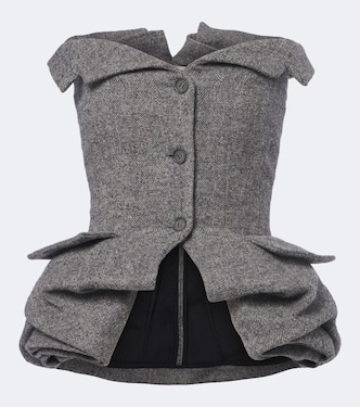 Herringbone peplum wool and cashmere-blend top | Magda Butrym