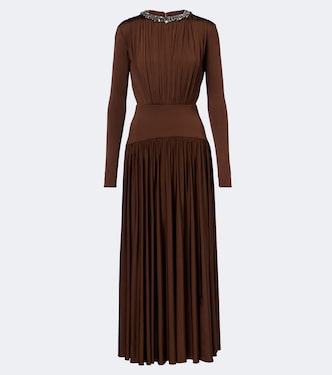 Embellished gathered jersey maxi dress | Roland Mouret