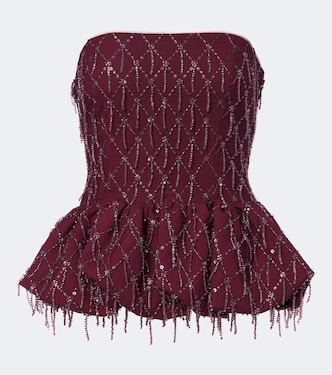 Embellished peplum strapless top | Rotate