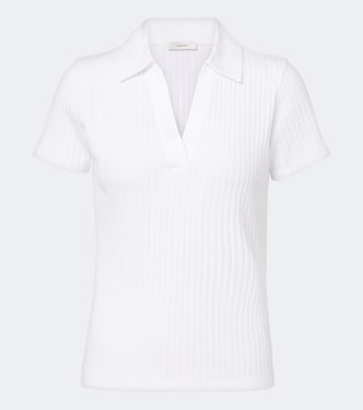 Ribbed-knit cotton-blend polo shirt | Vince