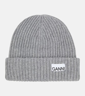 Ribbed-knit wool-blend beanie | Ganni