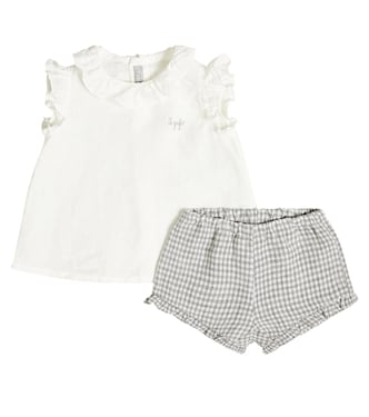 Baby frill-trimmed linen top and shorts set | Il Gufo