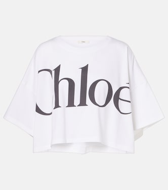 T-shirt raccourci en coton à logo | Chloé