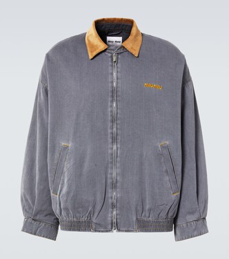 Velvet-trimmed cotton chambray blouson | Miu Miu