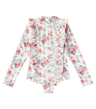 Aurelie floral ruffled rashguard swimsuit | Louise Misha