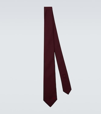 Embroidered logo silk jacquard tie  | Gucci