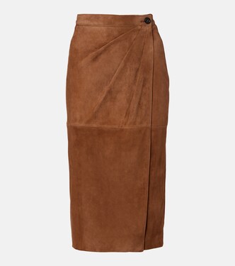 Jerez gathered suede pencil skirt | Max Mara