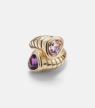 Toi Et Moi 18kt gold ring with amethyst and morganite | Marina B