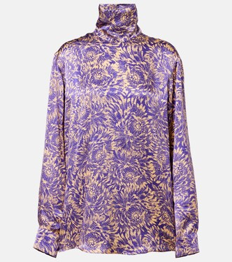 Floral silk satin blouse | Dries Van Noten