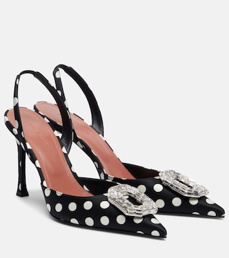 Camelia polka-dot satin slingback pumps | Amina Muaddi