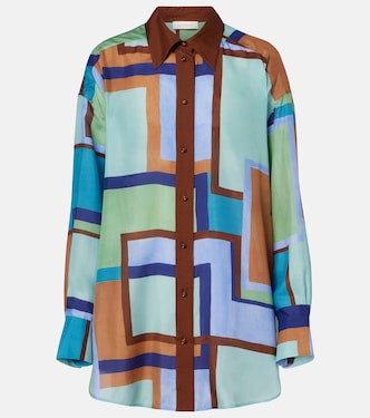 Como printed silk satin shirt | Zimmermann
