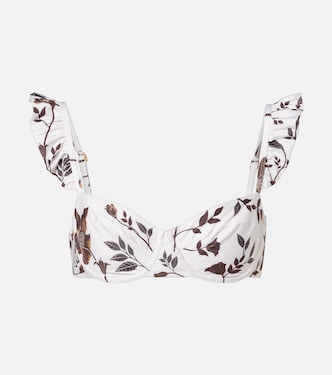 Kiwi floral ruffled bikini top | Agua by Agua Bendita