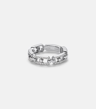 Move Link 18kt white gold ring with diamonds | Messika
