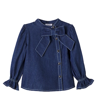 Bow-detail denim top | Patachou