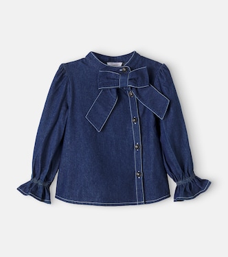 Bow-detail denim top | Patachou