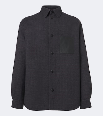Leather-trimmed wool and silk overshirt | Loewe