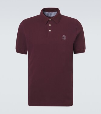 Polo de piqué de algodón con logo | Brunello Cucinelli