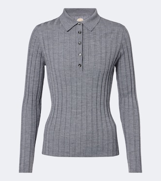 Jersey polo acanalado de lana virgen | Jardin des Orangers