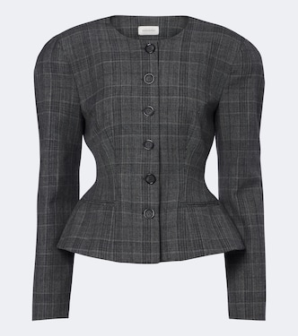 Checked peplum virgin wool blazer | Magda Butrym