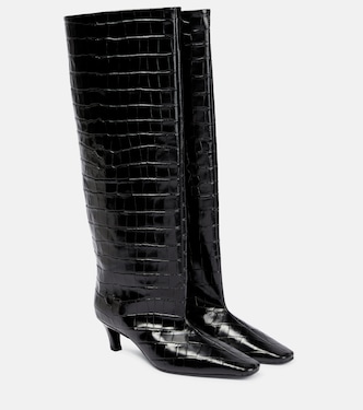 Croc-effect leather knee-high boots | Toteme