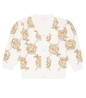 Lurex® floral intarsia wool cardigan | Monnalisa