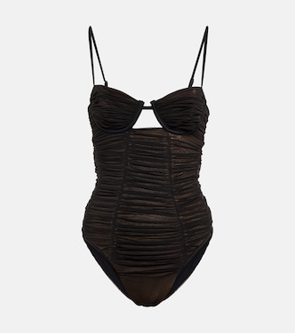 Mesh ruched swimsuit | Self-Portrait